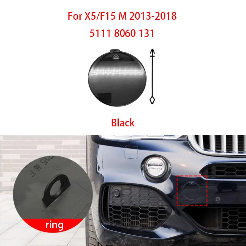 For BMW F15 X5 M Sport 2014-2018 Car Front Bumper Trailer Hook Tow Cover Cap Replacement Accessory Black White 51118060131