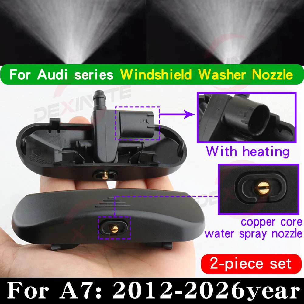 2pcs Car Front Windscreen Washer Spray Nozzle Jet Heated For AUDI A1 A3 A4 A5 A6 A8 Q2 Q3 Q5 Q7 A7 TT Copper Core Spray Nozzle