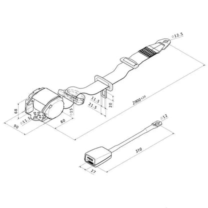 3-point car fully automatic retractable self-locking seat belt assembly accessories for passenger buses school buses and trucks