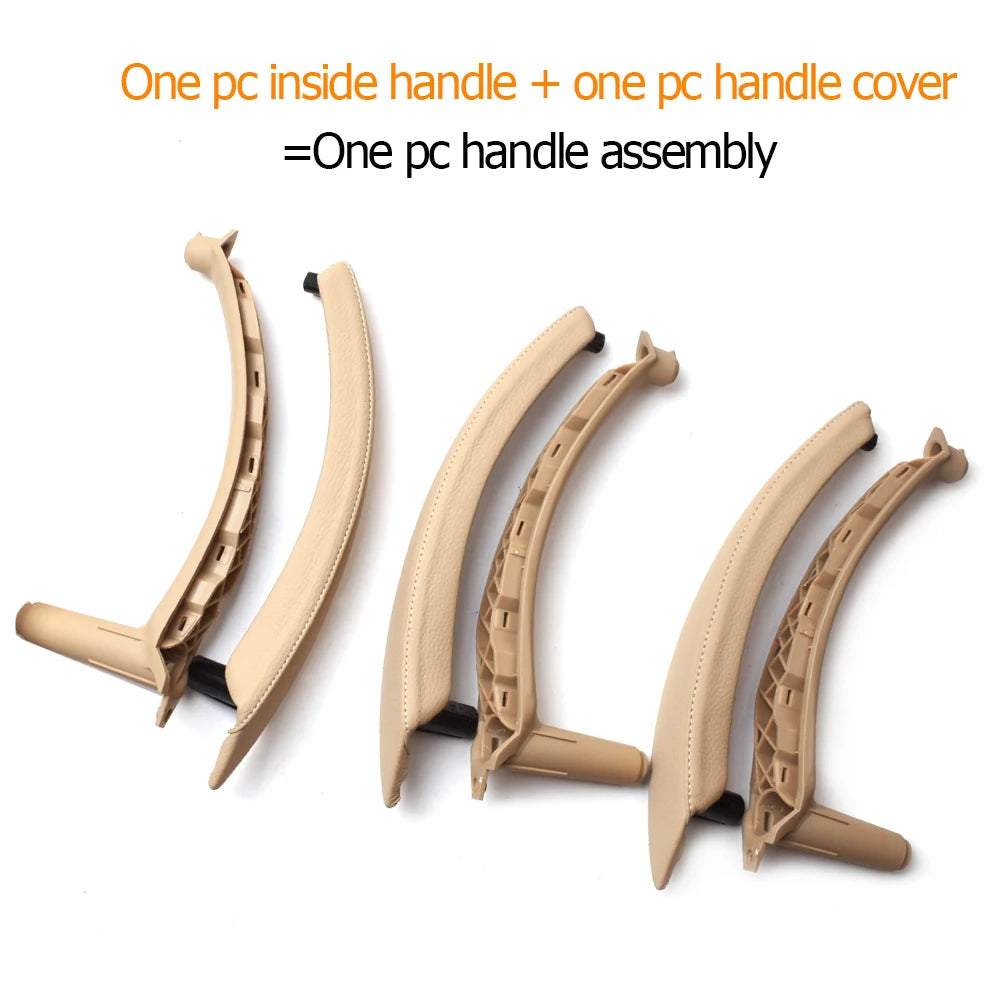 Interior Car Left Right Passenger Door Pull Handle with Leather Cover Trim Replacement For BMW X5 X6 E70 E71 E72 2007-2013