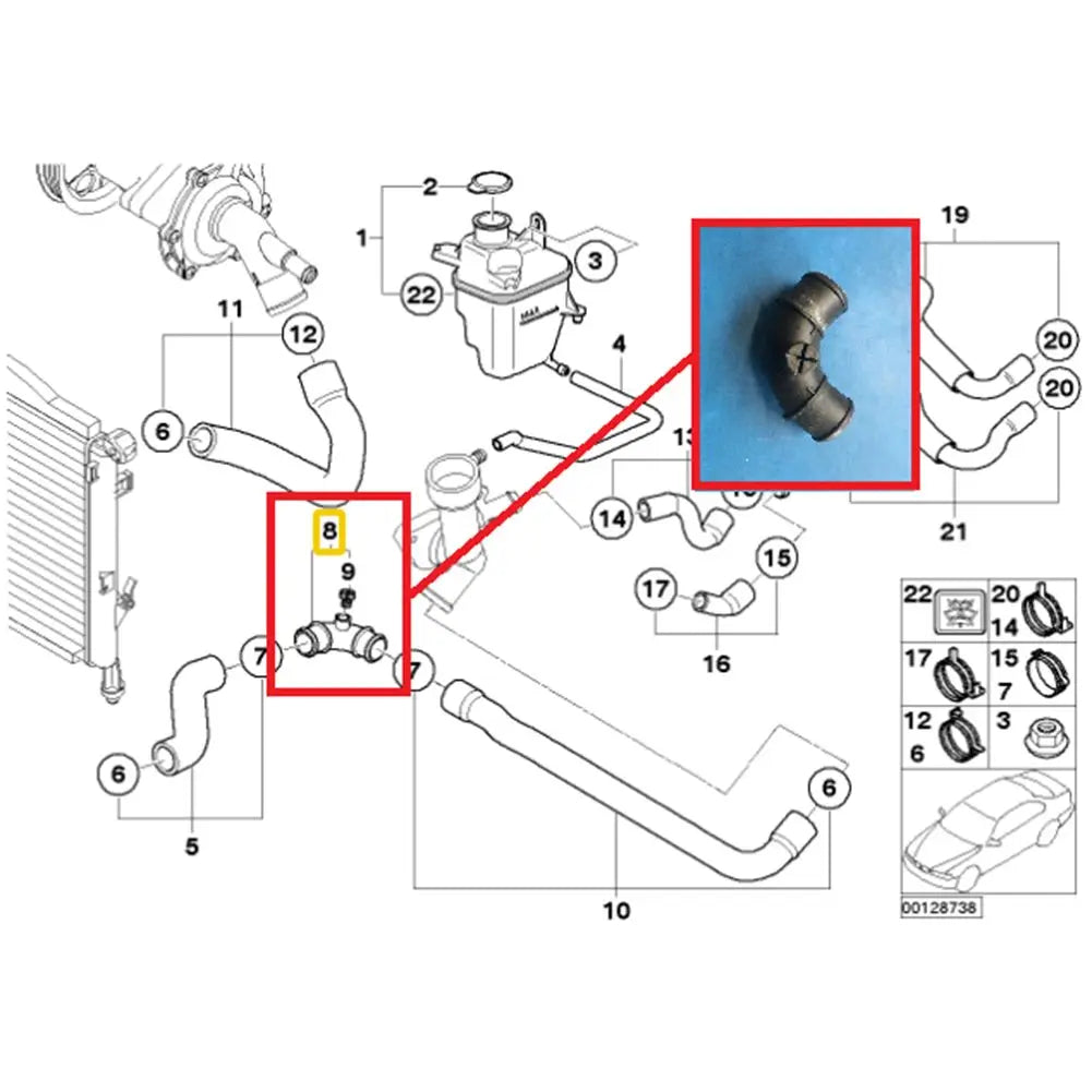 1× Radiator Hose Coolant Elbow Fits For BMW For Mini R50 R52 R53 2001-2006 17127515487 Car Accessories