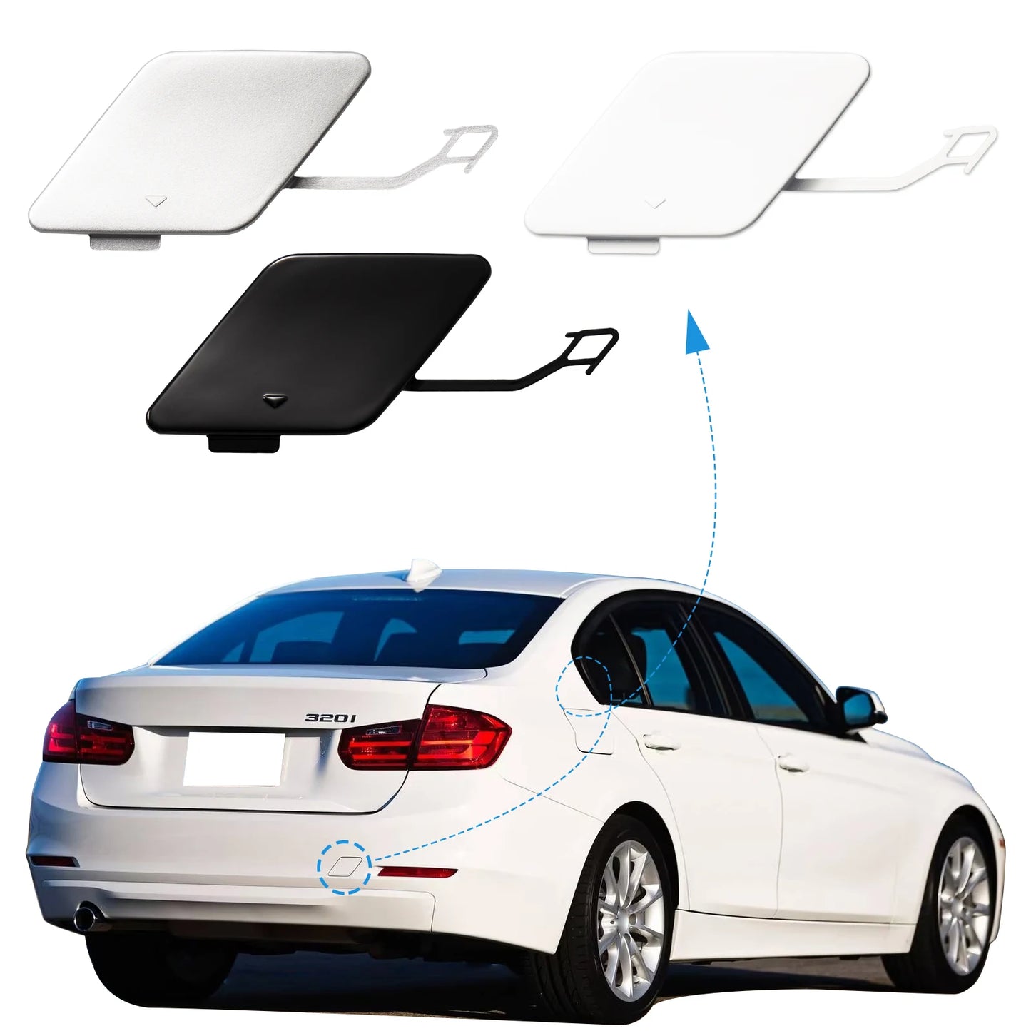 Rear Bumper Tow Hook Cover Cap Towing Eye For BMW F30 3 Series 320i 328i 335i Accessories 2012-2015 51127312748 51127301464